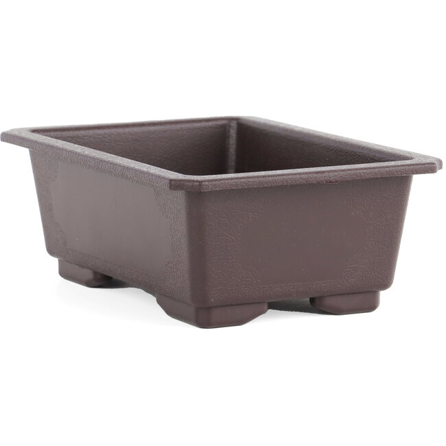 Pot à bonsaï rectangulaire en plastique marron - 180 x 130 x 65 mm