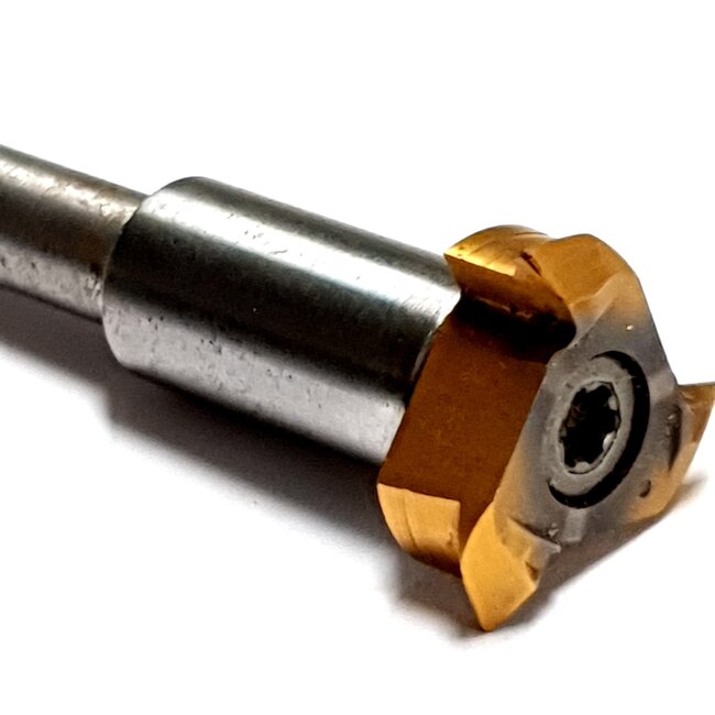 HSS milling tool; Shaft: 6mm. Head : 18 mm. Length: 61mm. Not suitable for Dremel. For cutting jin and shari in bonsai.