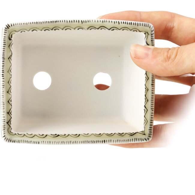 Pot à bonsaï rectangulaire noir par Kutani - 95 x 75 x 35 mm