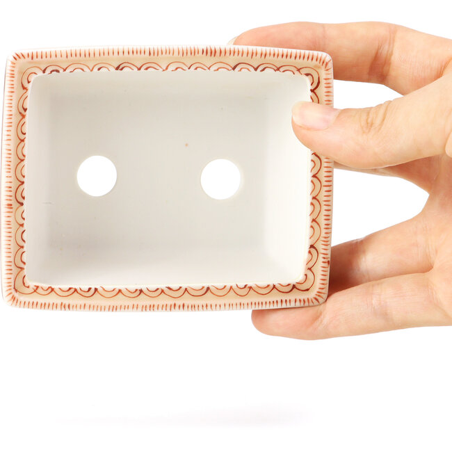 Pot à bonsaï rectangulaire rouge par Kutani - 95 x 75 x 35 mm
