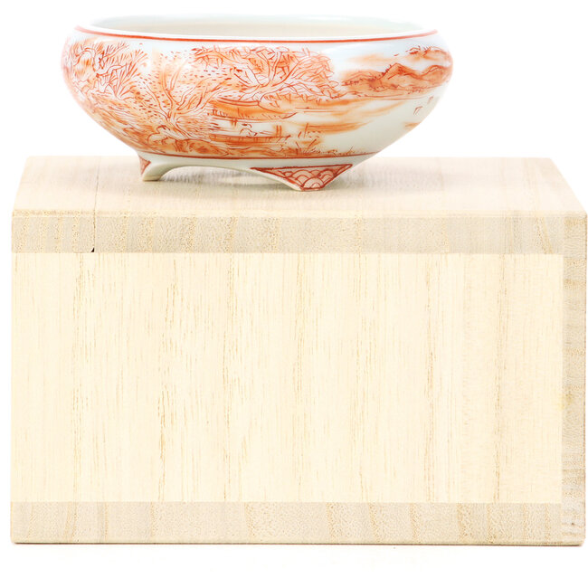 Pot à bonsaï rond rouge par Kutani - 77 x 77 x 31 mm