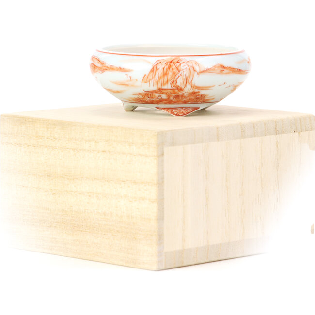 Maceta de bonsái redonda roja de Kutani - 77 x 77 x 31 mm