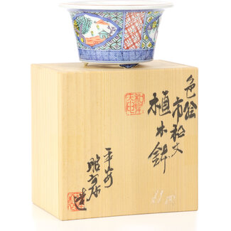 Heian Shoami 100 mm round multicolor bonsai pot by Syoami, Japan