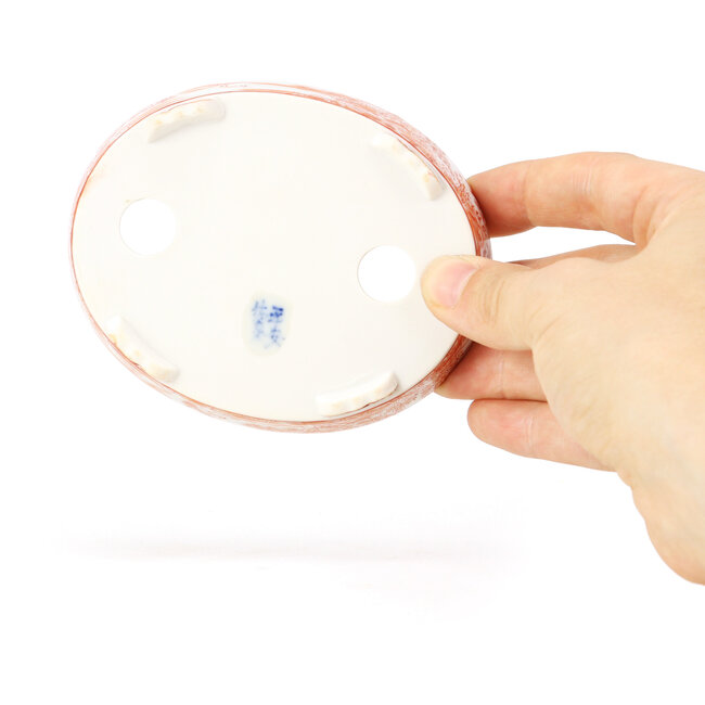 Ovale rote Bonsaischale von Kutani - 100 x 80 x 18 mm