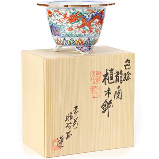 Heian Shoami Vaso per bonsai rotondo multicolore da 120 mm di Syoami, Giappone