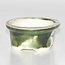 Hand-painted oval white and green pot with playing frogs