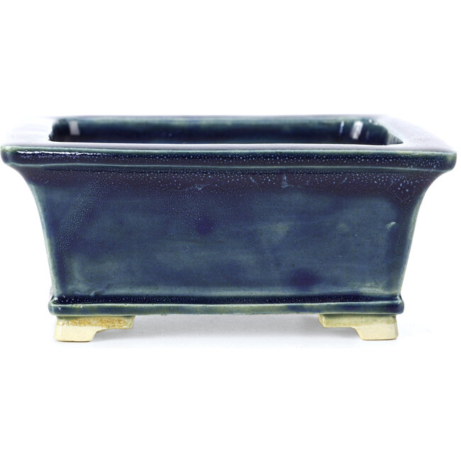 Pot à bonsaï rectangulaire bleu par Keiun Fukuda - 134 x 111 x 58 mm