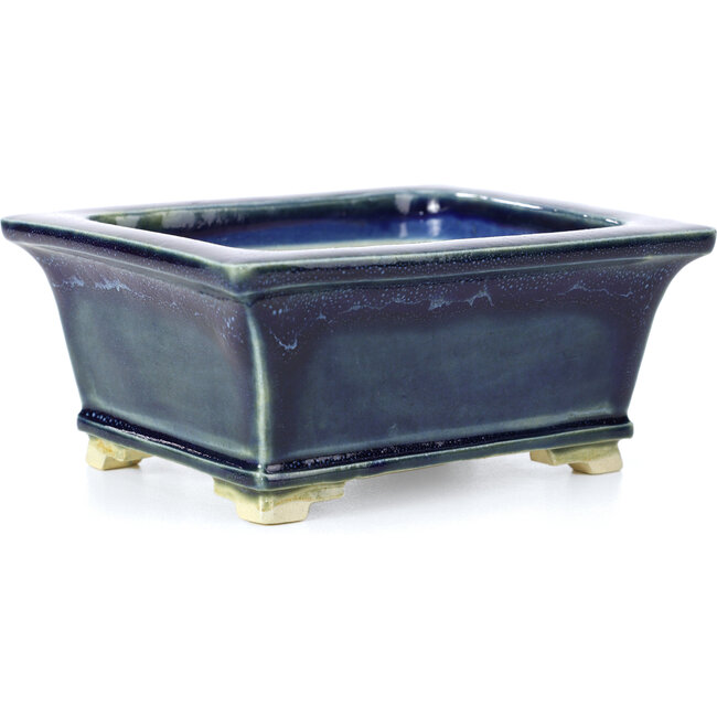 Rechteckige blaue Bonsaischale von Keiun Fukuda - 134 x 111 x 58 mm
