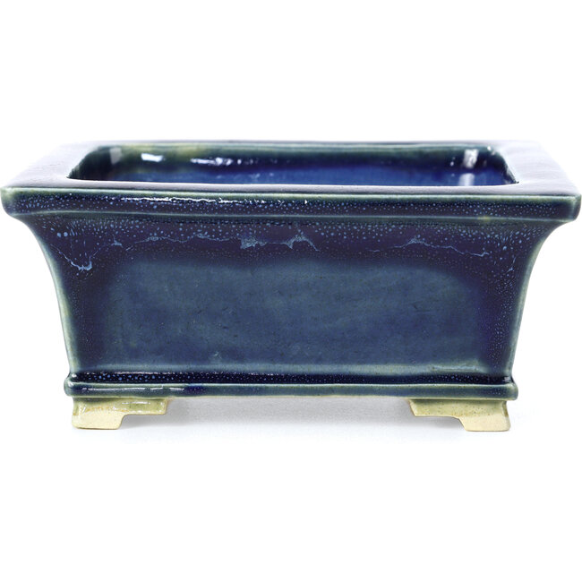 Vaso per bonsai rettangolare blu di Keiun Fukuda - 134 x 111 x 58 mm