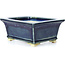 Pot à bonsaï rectangulaire bleu par Keiun Fukuda - 134 x 111 x 58 mm