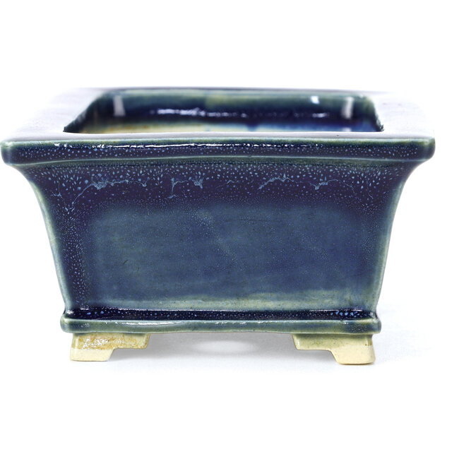 Pot à bonsaï rectangulaire bleu par Keiun Fukuda - 134 x 111 x 58 mm