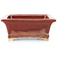 Rectangular red bonsai pot by Keiun Fukuda - 134 x 111 x 58 mm