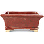 Rectangular red bonsai pot by Keiun Fukuda - 134 x 111 x 58 mm