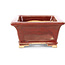 Rectangular red bonsai pot by Keiun Fukuda - 134 x 111 x 58 mm