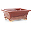 Rectangular red bonsai pot by Keiun Fukuda - 134 x 111 x 58 mm