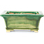 Rectangular green bonsai pot by Keiun Fukuda - 134 x 111 x 58 mm