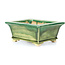 Rectangular green bonsai pot by Keiun Fukuda - 134 x 111 x 58 mm