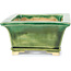 Rectangular green bonsai pot by Keiun Fukuda - 134 x 111 x 58 mm