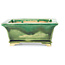 Rectangular green bonsai pot by Keiun Fukuda - 134 x 111 x 58 mm