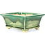 Rectangular green bonsai pot by Keiun Fukuda - 134 x 111 x 58 mm