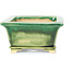 Rectangular green bonsai pot by Keiun Fukuda - 134 x 111 x 58 mm