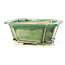 Rectangular green bonsai pot by Keiun Fukuda - 150 x 123 x 58 mm