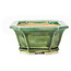 Rectangular green bonsai pot by Keiun Fukuda - 150 x 123 x 58 mm