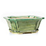 Rectangular green bonsai pot by Keiun Fukuda - 150 x 123 x 58 mm