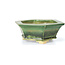 Maceta de bonsái verde hexagonal de Keiun Fukuda - 140 x 125 x 50 mm