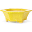 Hexagonal yellow bonsai pot by Keiun Fukuda - 140 x 125 x 50 mm