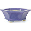 Vaso per bonsai esagonale blu di Keiun Fukuda - 140 x 125 x 50 mm