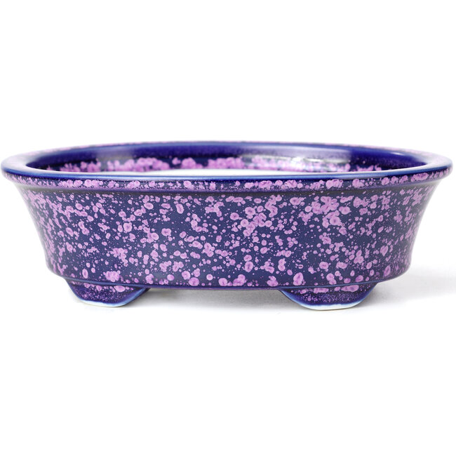 Oval purple bonsai pot by Heian Kozan - 180 x 143 x 53 mm
