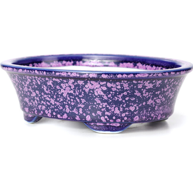Oval purple bonsai pot by Heian Kozan - 180 x 143 x 53 mm