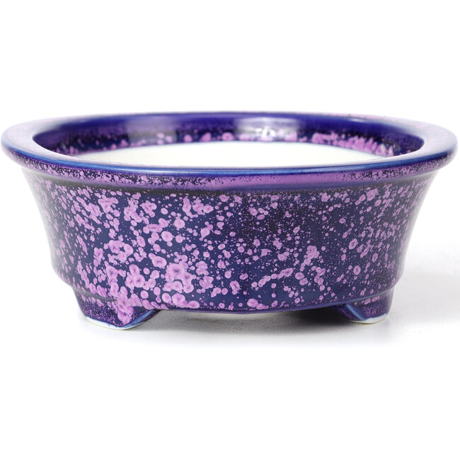 Oval purple bonsai pot by Heian Kozan - 180 x 143 x 53 mm