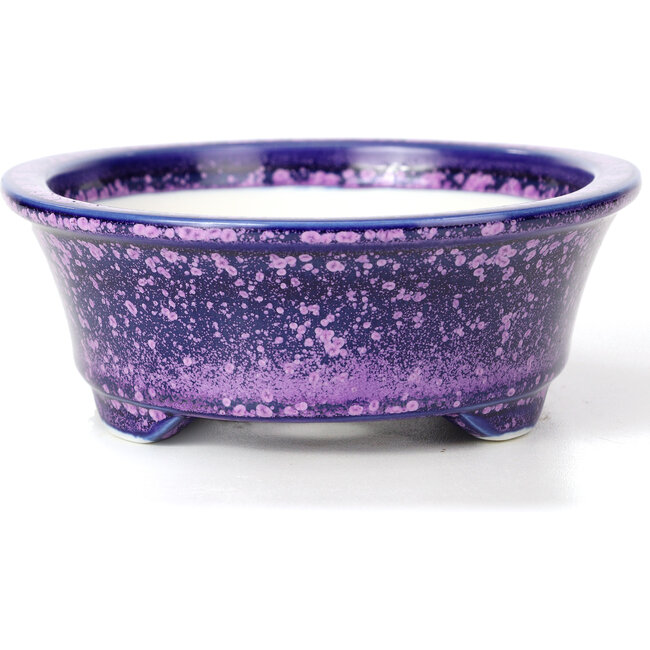 Oval purple bonsai pot by Heian Kozan - 180 x 143 x 53 mm