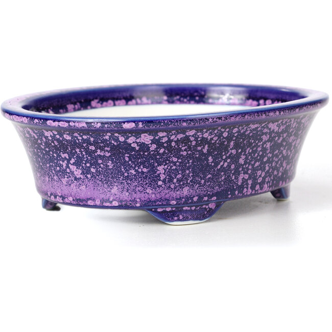 Ovale lila Bonsaischale von Heian Kozan - 180 x 143 x 53 mm