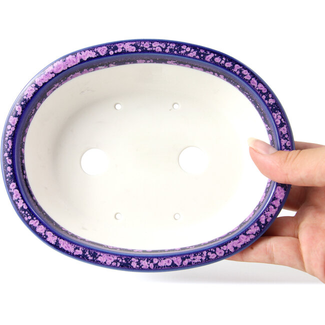 Pot à bonsaï ovale violet par Heian Kozan - 180 x 143 x 53 mm