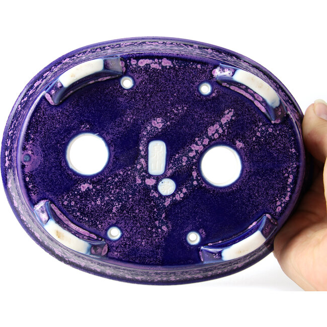 Pot à bonsaï ovale violet par Heian Kozan - 180 x 143 x 53 mm