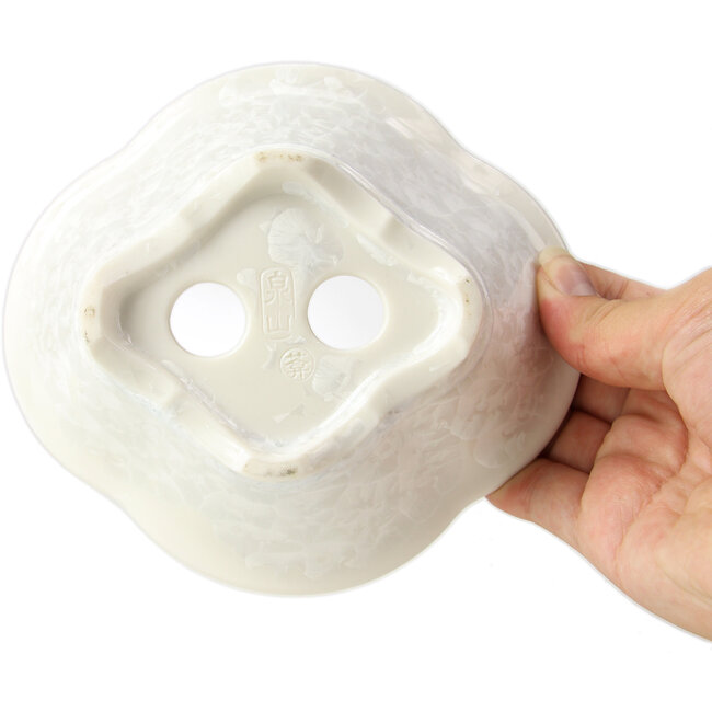 Pot à bonsaï Mokko blanc par Heian Kozan - 155 x 140 x 50 mm