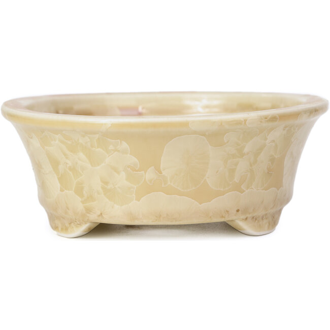 Ovale beige Bonsaischale von Heian Kozan - 180 x 143 x 53 mm