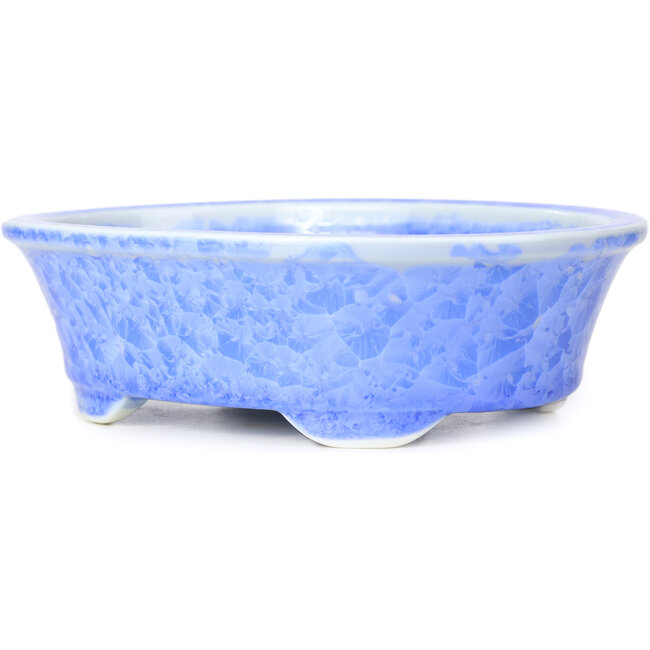 Pot à bonsaï ovale bleu par Heian Kozan - 180 x 143 x 53 mm