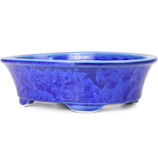 Pot à bonsaï ovale bleu par Heian Kozan - 180 x 143 x 53 mm