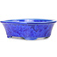 Oval blue bonsai pot by Heian Kozan - 180 x 143 x 53 mm