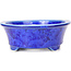 Oval blue bonsai pot by Heian Kozan - 180 x 143 x 53 mm