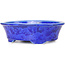 Oval blue bonsai pot by Heian Kozan - 180 x 143 x 53 mm