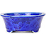 Oval blue bonsai pot by Heian Kozan - 180 x 143 x 53 mm