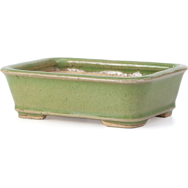 Pot à bonsaï vert rectangulaire par Hattori - 140 x 106 x 43 mm