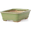 Rectangular green bonsai pot by Hattori - 140 x 106 x 43 mm