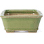 Rectangular green bonsai pot by Hattori - 140 x 106 x 43 mm