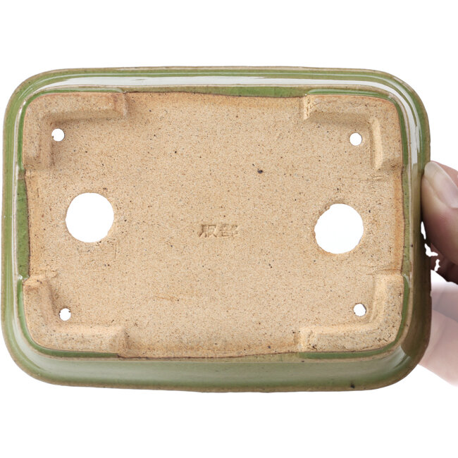 Pot à bonsaï vert rectangulaire par Hattori - 140 x 106 x 43 mm